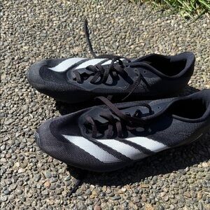 Women’s Adidas Black Track Spike Athletic Sneakers with White Stripes